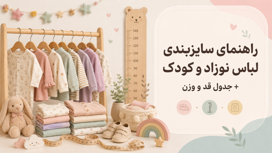 راهنمای سایزبندی لباس نوزاد و کودک + جدول قد و وزن (کامل)